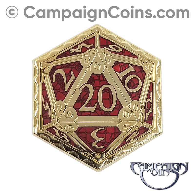 D20 Crit Pin - Red Gold