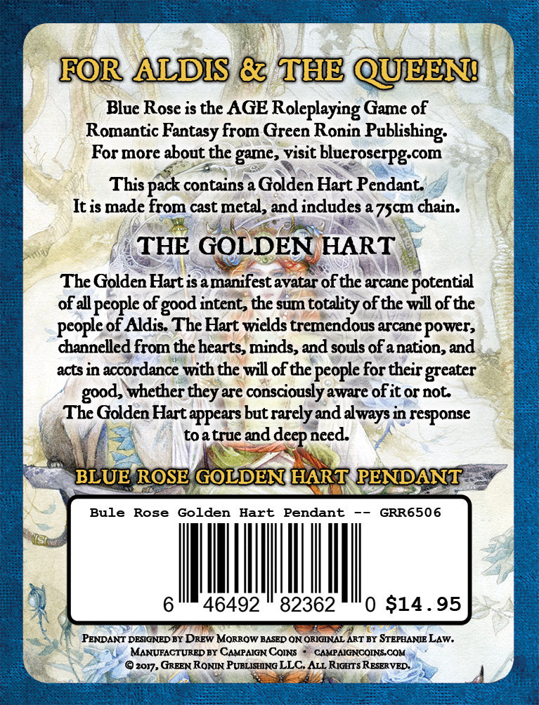 Blue Rose Golden Hart pendant