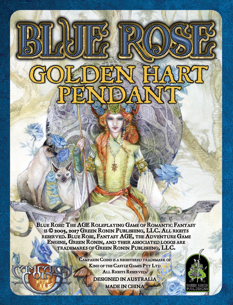 Blue Rose Golden Hart pendant