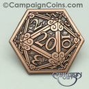 D20 Lapel Pin - Copper